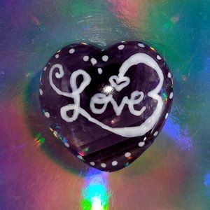 Love Amethyst Heart Hand Painted